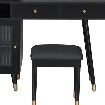 44" Black Wood Two Drawer Vanity Table HomeRoots
