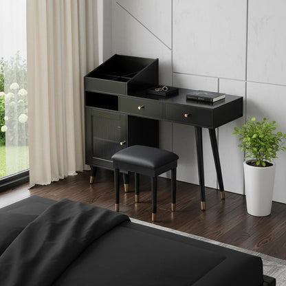 44" Black Wood Two Drawer Vanity Table HomeRoots