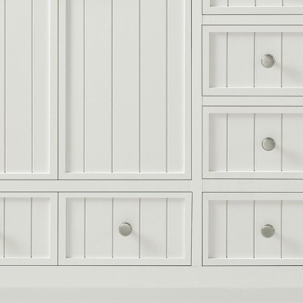 60" White Wood Double Bathroom Vanity With White And Gray Quartz Countertop HomeRoots