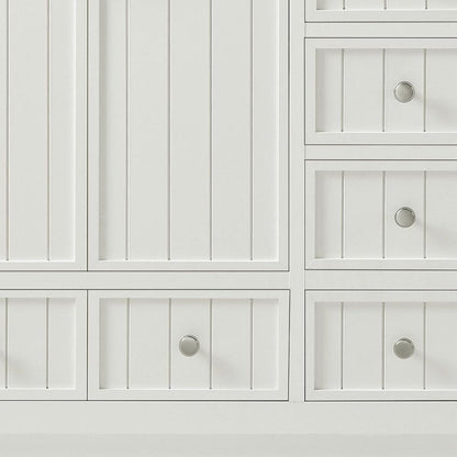 60" White Wood Double Bathroom Vanity With White And Gray Quartz Countertop HomeRoots