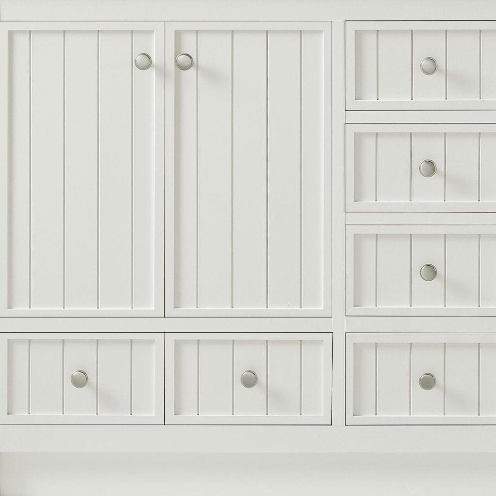 60" White Wood Double Bathroom Vanity With White And Gray Quartz Countertop HomeRoots