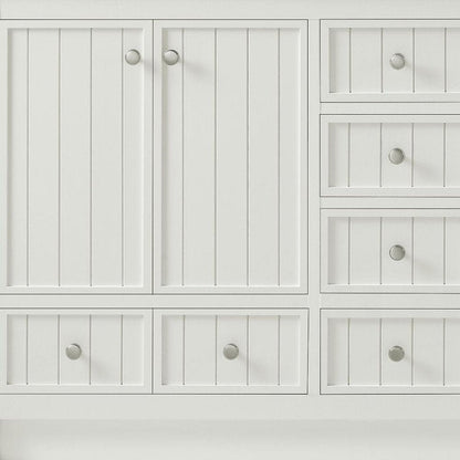 60" White Wood Double Bathroom Vanity With White And Gray Quartz Countertop HomeRoots