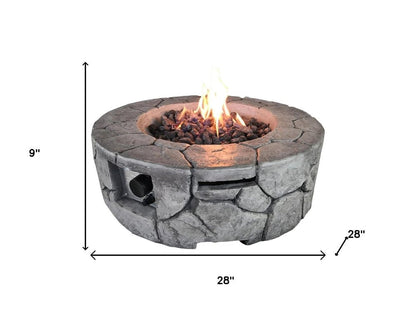 40000 BTU 28" Gray Concrete Propane Round Fire Pit With Cover HomeRoots