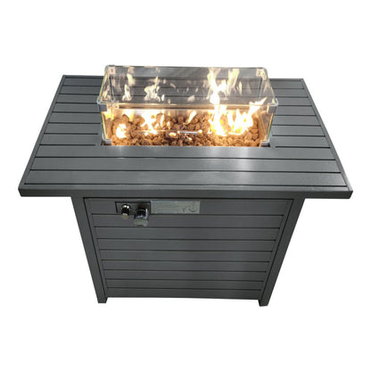 50000 BTU 42" Black Steel Propane Rectangular Fire Pit With Cover HomeRoots