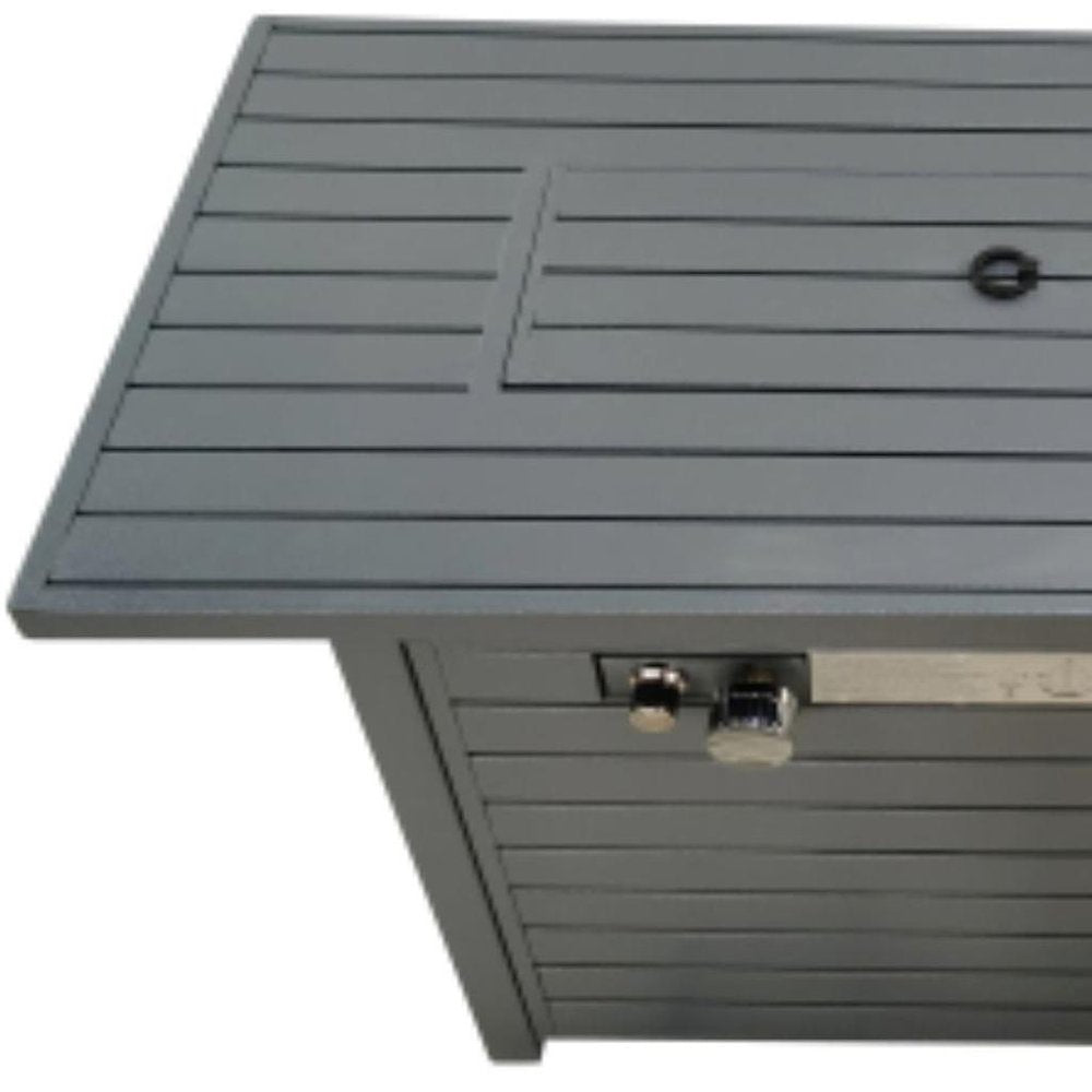 50000 BTU 42" Black Steel Propane Rectangular Fire Pit With Cover HomeRoots