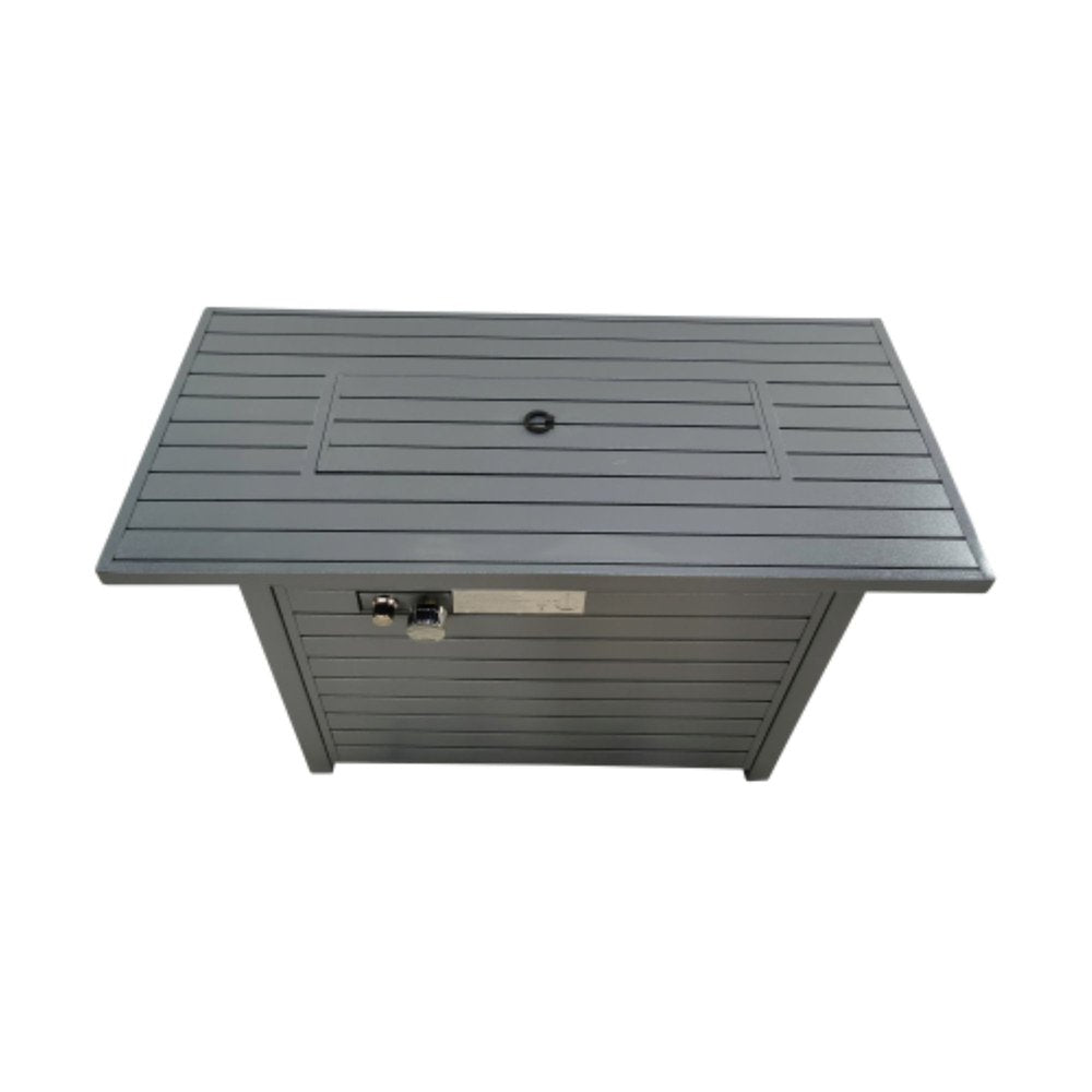 50000 BTU 42" Black Steel Propane Rectangular Fire Pit With Cover HomeRoots