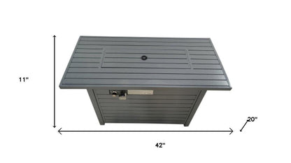 50000 BTU 42" Black Steel Propane Rectangular Fire Pit With Cover HomeRoots