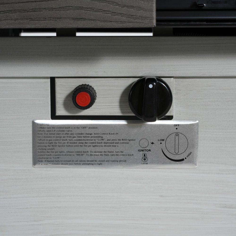 50000 BTU 45" Gray Aluminum Propane Rectangular Fire Pit With Cover HomeRoots