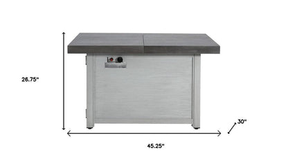 50000 BTU 45" Gray Aluminum Propane Rectangular Fire Pit With Cover HomeRoots