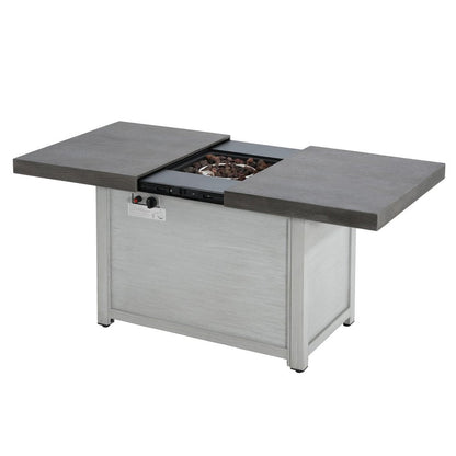 50000 BTU 45" Gray Aluminum Propane Rectangular Fire Pit With Cover HomeRoots