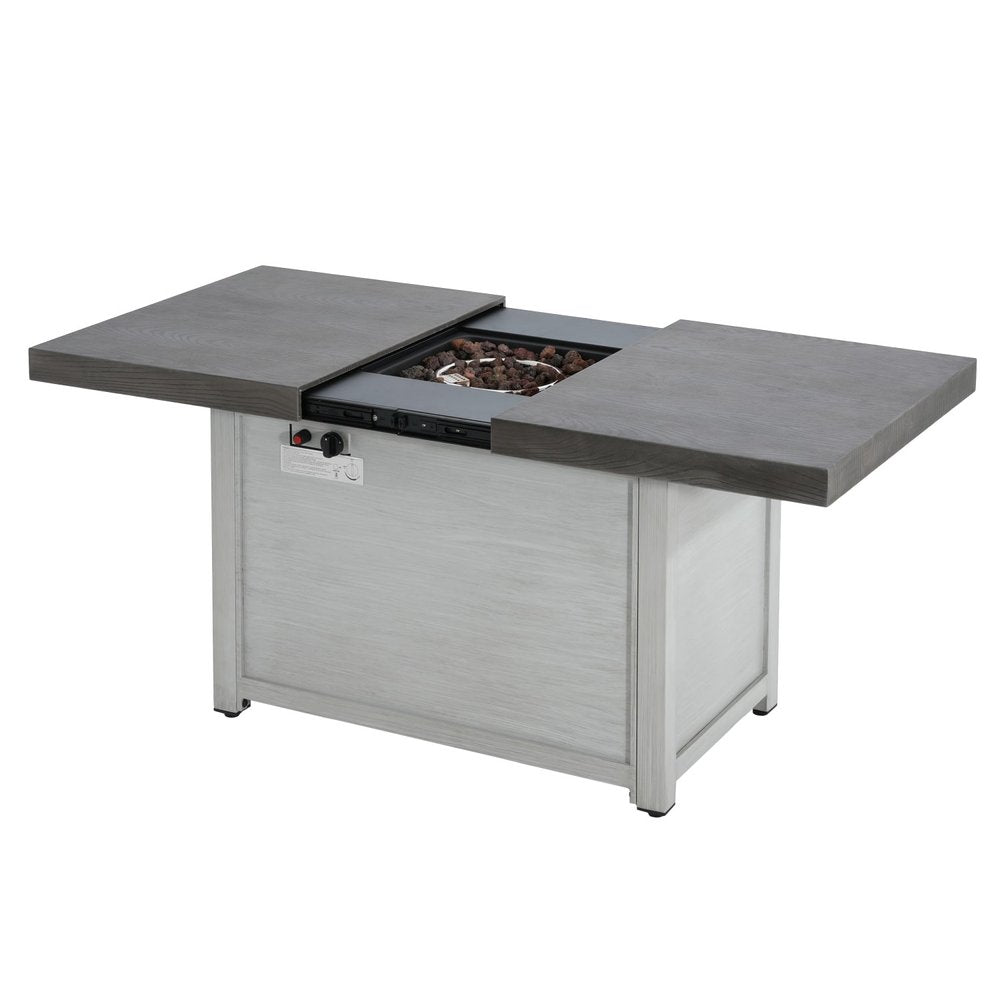 50000 BTU 45" Gray Aluminum Propane Rectangular Fire Pit With Cover HomeRoots