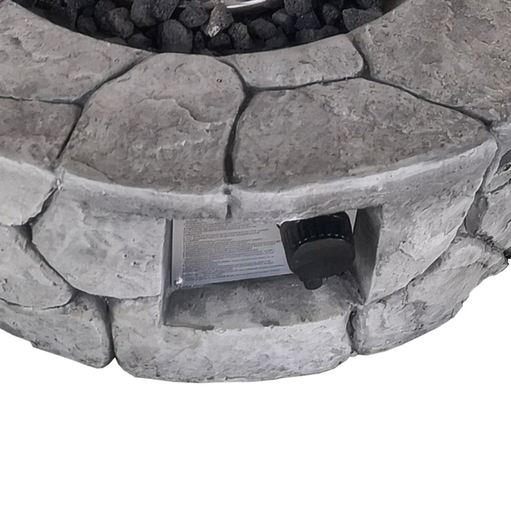 40000 BTU 28" Gray Steel Propane Round Fire Pit With Cover HomeRoots