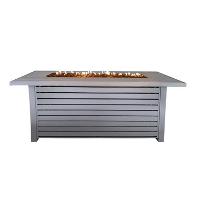 50000 BTU 42" Gray Steel Propane Rectangular Fire Pit With Cover HomeRoots