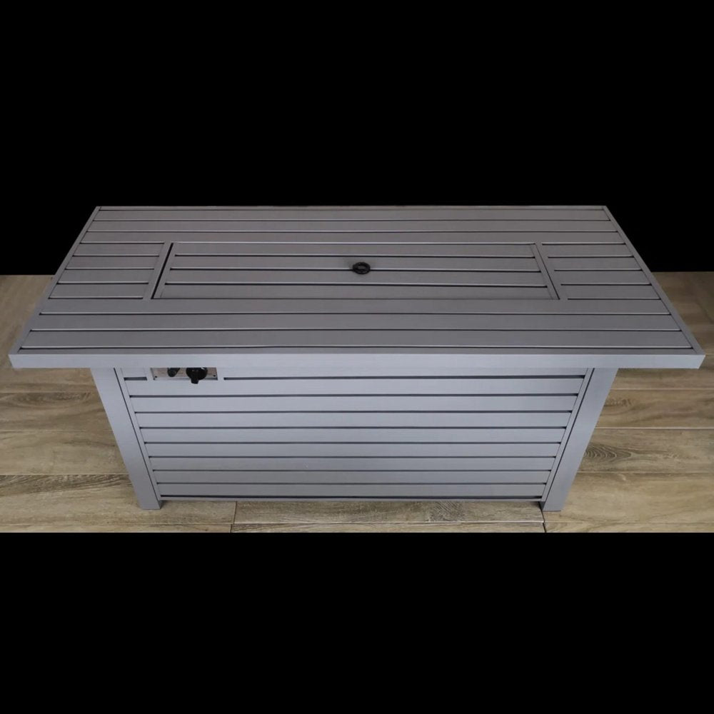 50000 BTU 42" Gray Steel Propane Rectangular Fire Pit With Cover HomeRoots