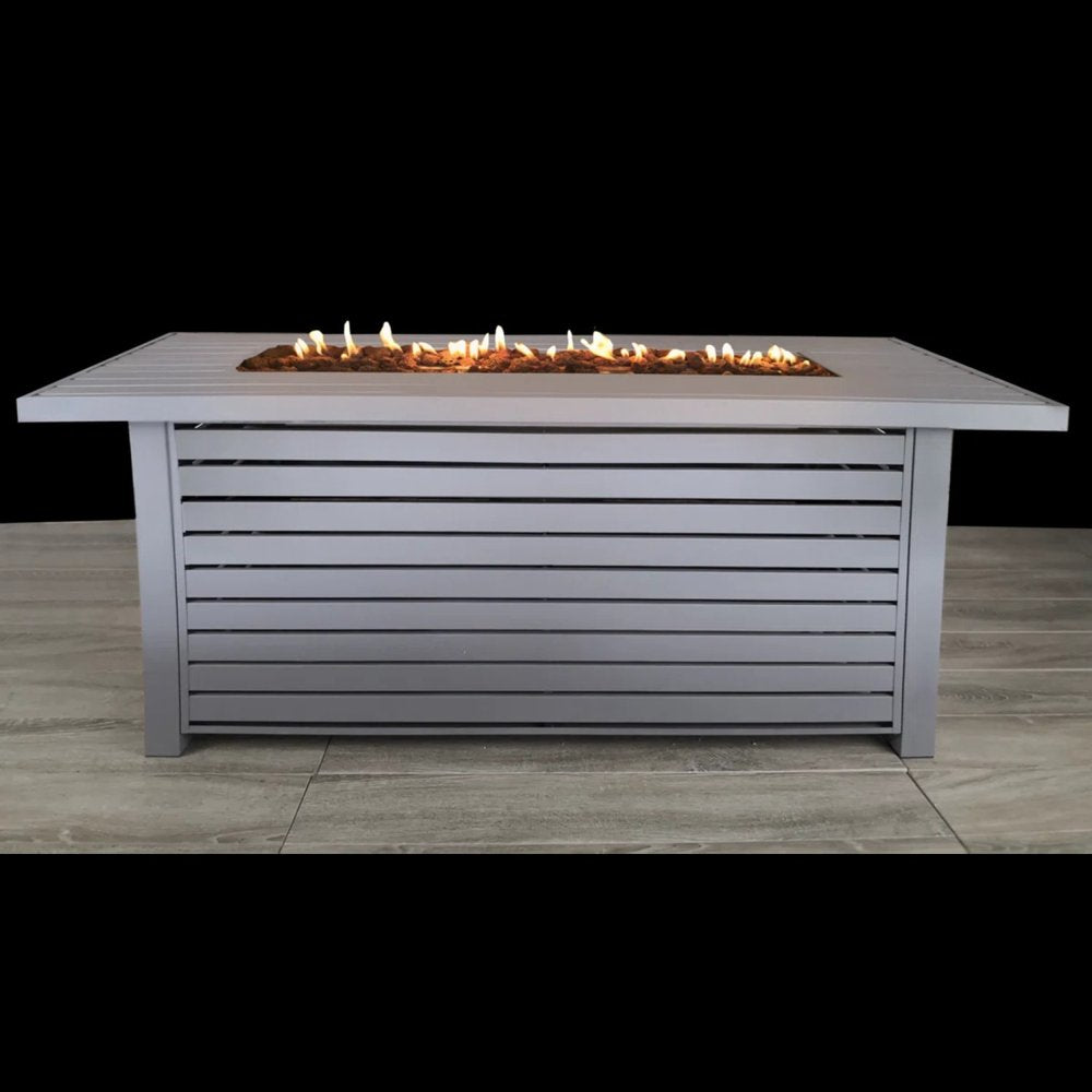 50000 BTU 42" Gray Steel Propane Rectangular Fire Pit With Cover HomeRoots