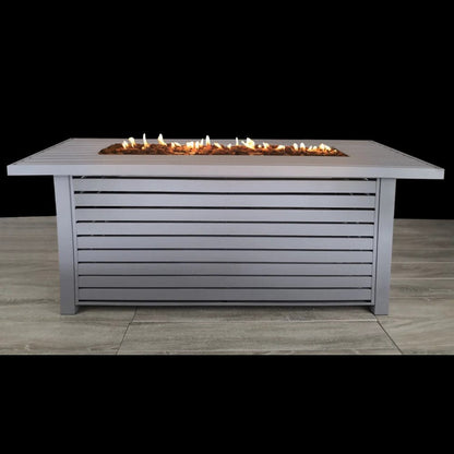 50000 BTU 42" Gray Steel Propane Rectangular Fire Pit With Cover HomeRoots