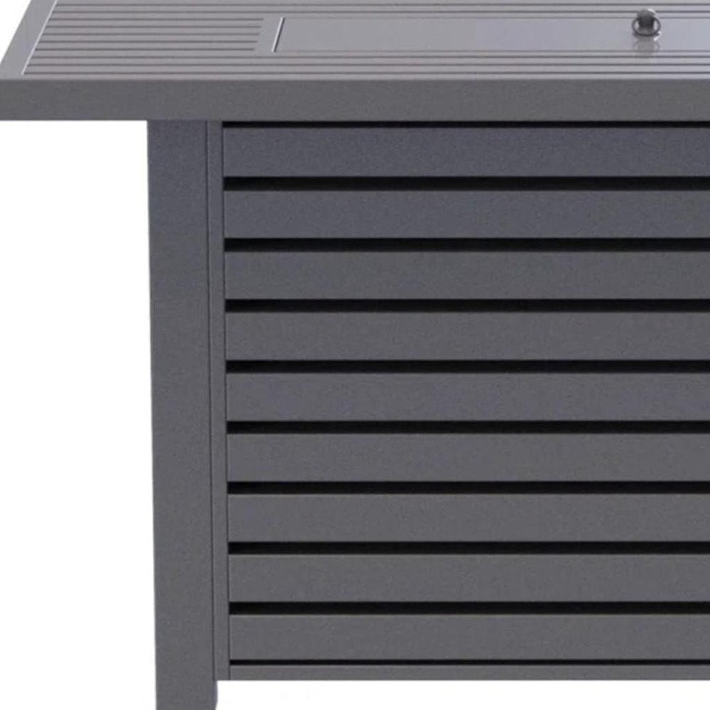 50000 BTU 42" Gray Steel Propane Rectangular Fire Pit With Cover HomeRoots