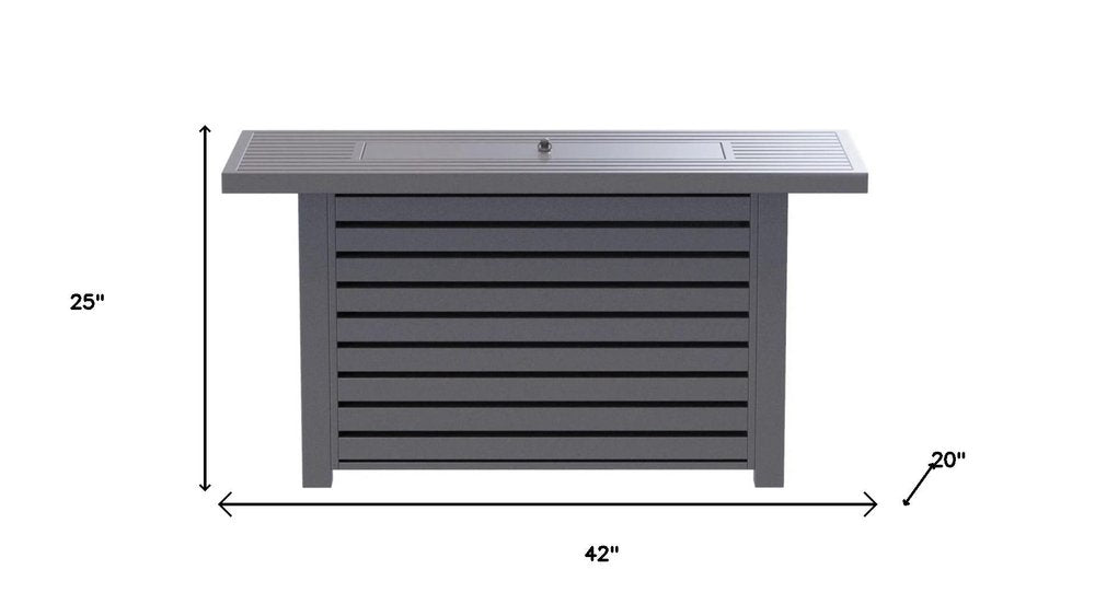 50000 BTU 42" Gray Steel Propane Rectangular Fire Pit With Cover HomeRoots