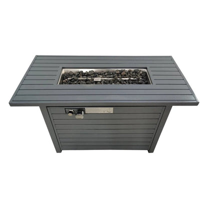 50000 BTU 42" Gray Steel Propane Rectangular Fire Pit With Cover HomeRoots