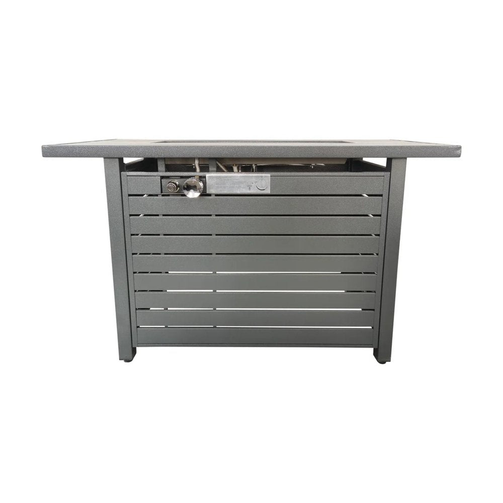 50000 BTU 42" Gray Steel Propane Rectangular Fire Pit With Cover HomeRoots