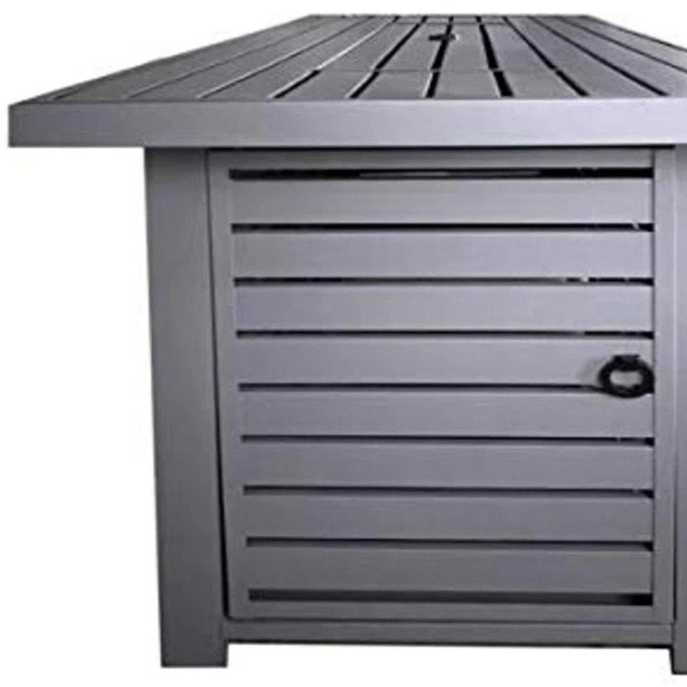 50000 BTU 42" Gray Steel Propane Rectangular Fire Pit With Cover HomeRoots
