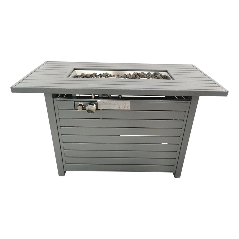 50000 BTU 42" Gray Steel Propane Rectangular Fire Pit With Cover HomeRoots