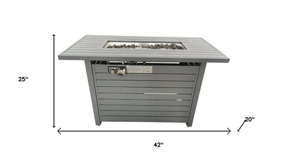 50000 BTU 42" Gray Steel Propane Rectangular Fire Pit With Cover HomeRoots