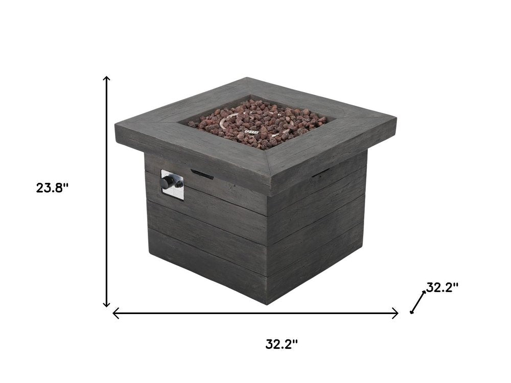 40000 BTU 32" Gray Steel Propane Rectangular Fire Pit With Cover HomeRoots
