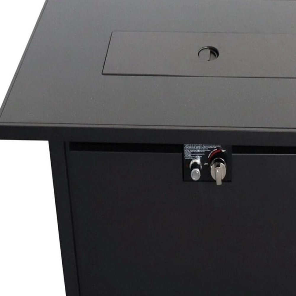 40000 BTU 42" Black Steel Propane Rectangular Fire Pit With Cover HomeRoots
