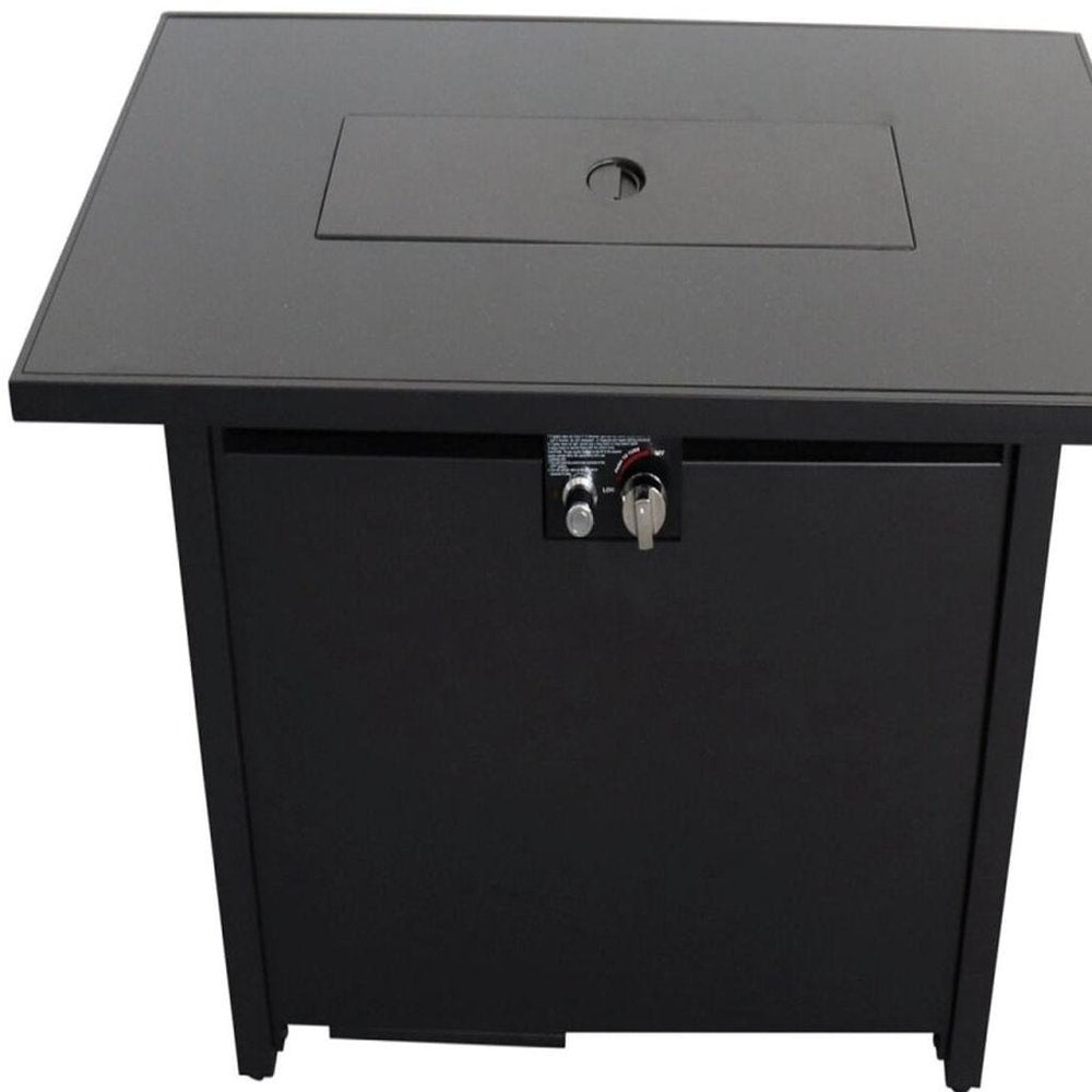 40000 BTU 43" Black Steel Propane Rectangular Fire Pit With Cover HomeRoots
