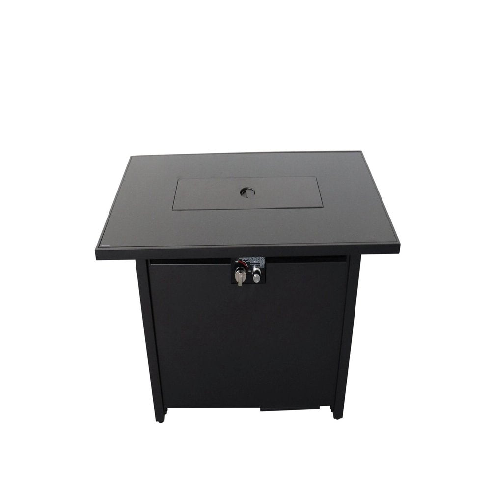 40000 BTU 43" Black Steel Propane Rectangular Fire Pit With Cover HomeRoots