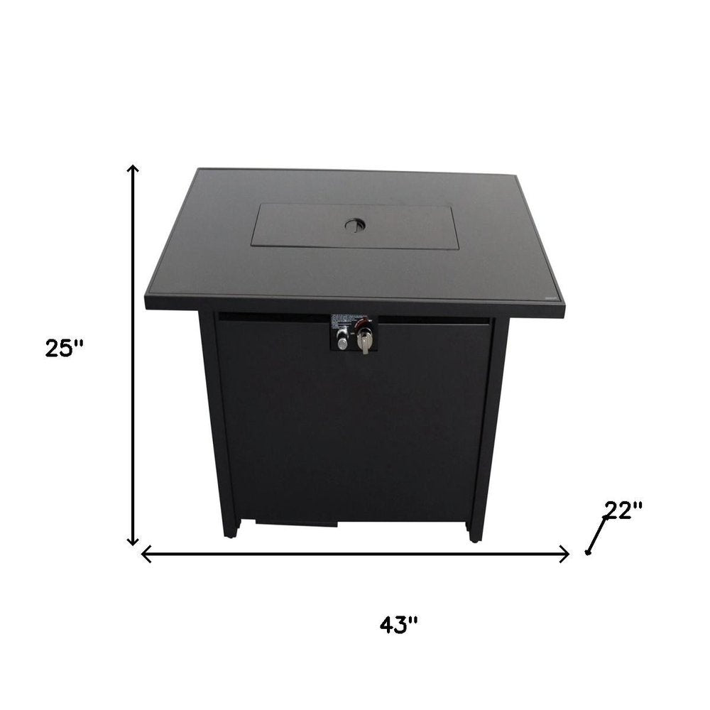 40000 BTU 43" Black Steel Propane Rectangular Fire Pit With Cover HomeRoots