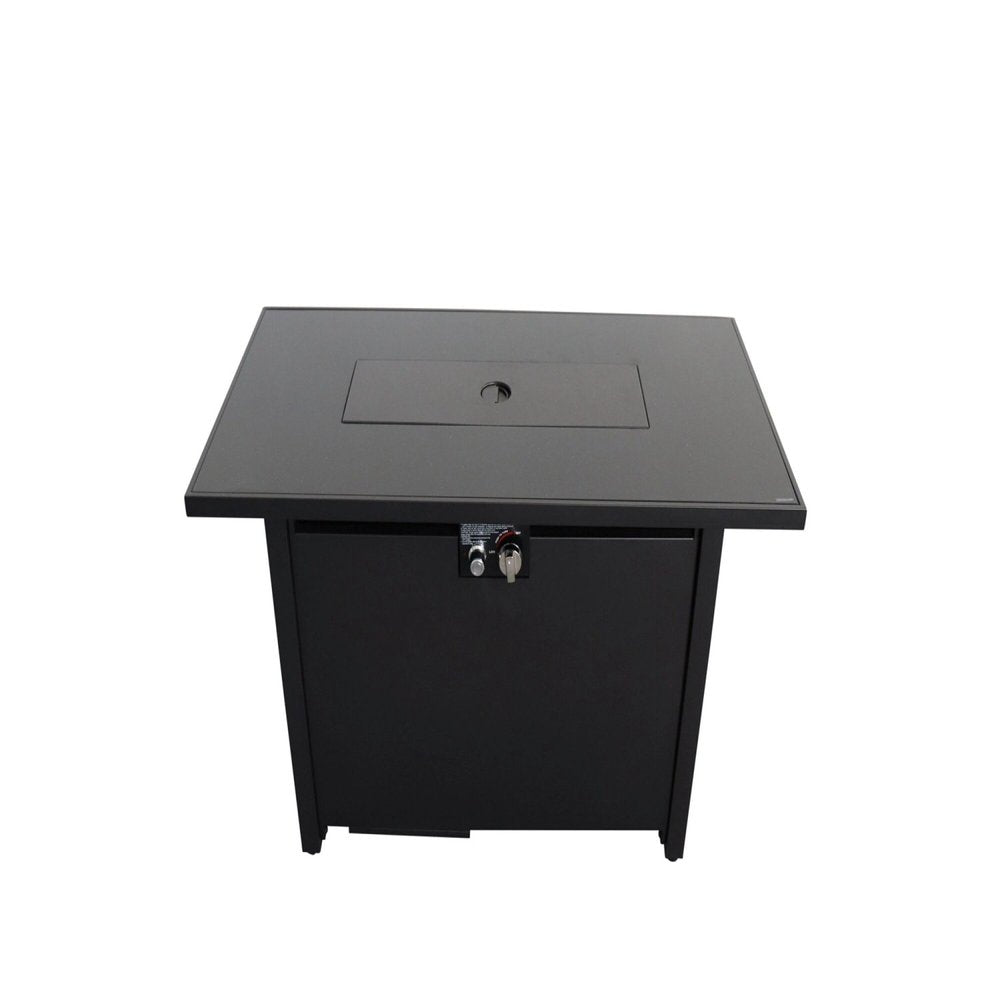 40000 BTU 43" Black Steel Propane Rectangular Fire Pit With Cover HomeRoots