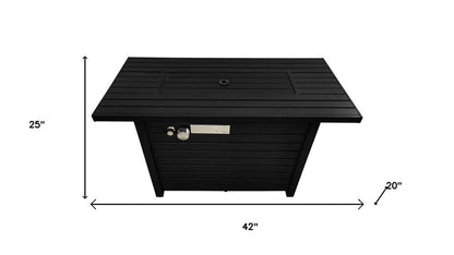 40000 BTU 42" Black Steel Propane Rectangular Fire Pit With Cover HomeRoots