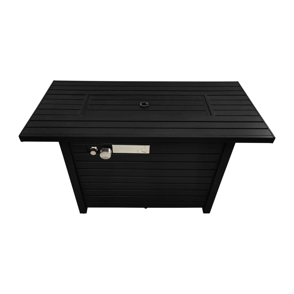 40000 BTU 42" Black Steel Propane Rectangular Fire Pit With Cover HomeRoots