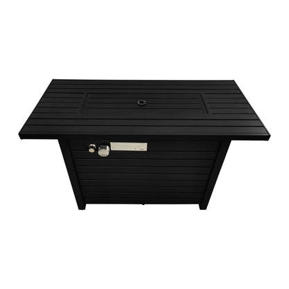40000 BTU 42" Black Steel Propane Rectangular Fire Pit With Cover HomeRoots