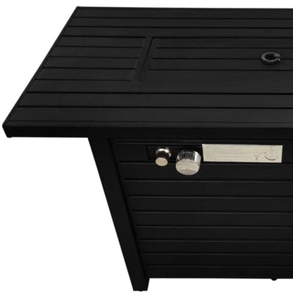 40000 BTU 42" Black Steel Propane Rectangular Fire Pit With Cover HomeRoots