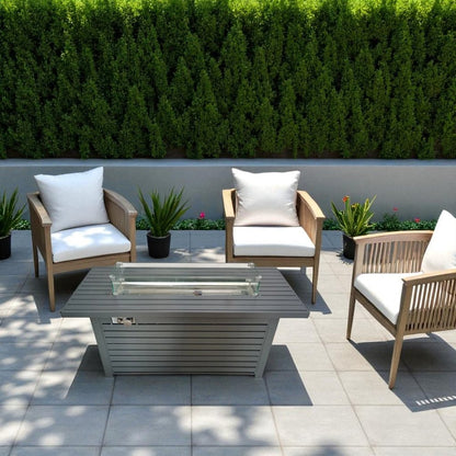 50000 BTU 42" Gray Steel Propane Rectangular Fire Pit With Cover HomeRoots