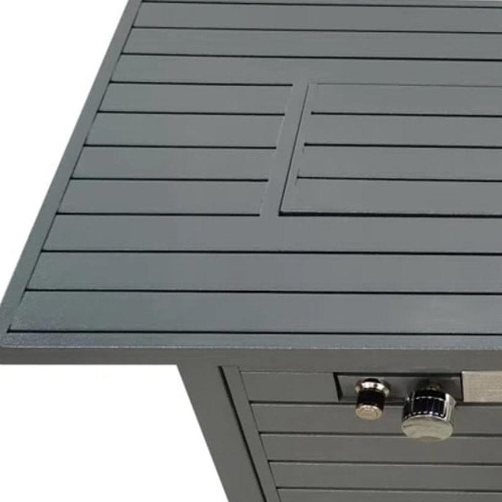 50000 BTU 42" Gray Steel Propane Rectangular Fire Pit With Cover HomeRoots
