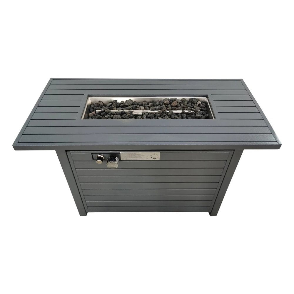 50000 BTU 42" Gray Steel Propane Rectangular Fire Pit With Cover HomeRoots