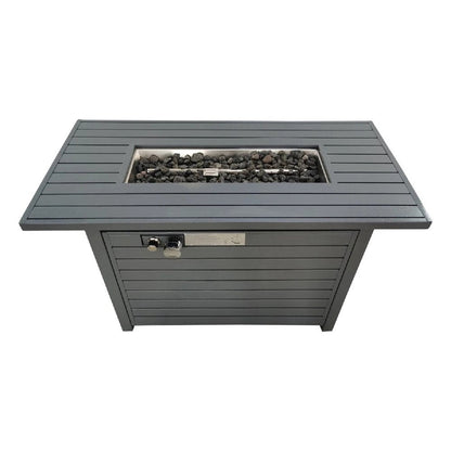 50000 BTU 42" Gray Steel Propane Rectangular Fire Pit With Cover HomeRoots