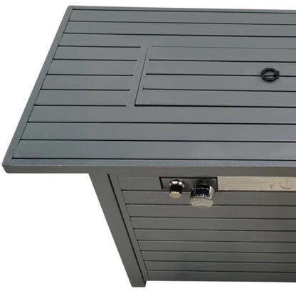 50000 BTU 42" Gray Steel Propane Rectangular Fire Pit With Cover HomeRoots