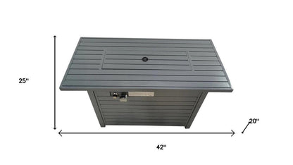 50000 BTU 42" Gray Steel Propane Rectangular Fire Pit With Cover HomeRoots