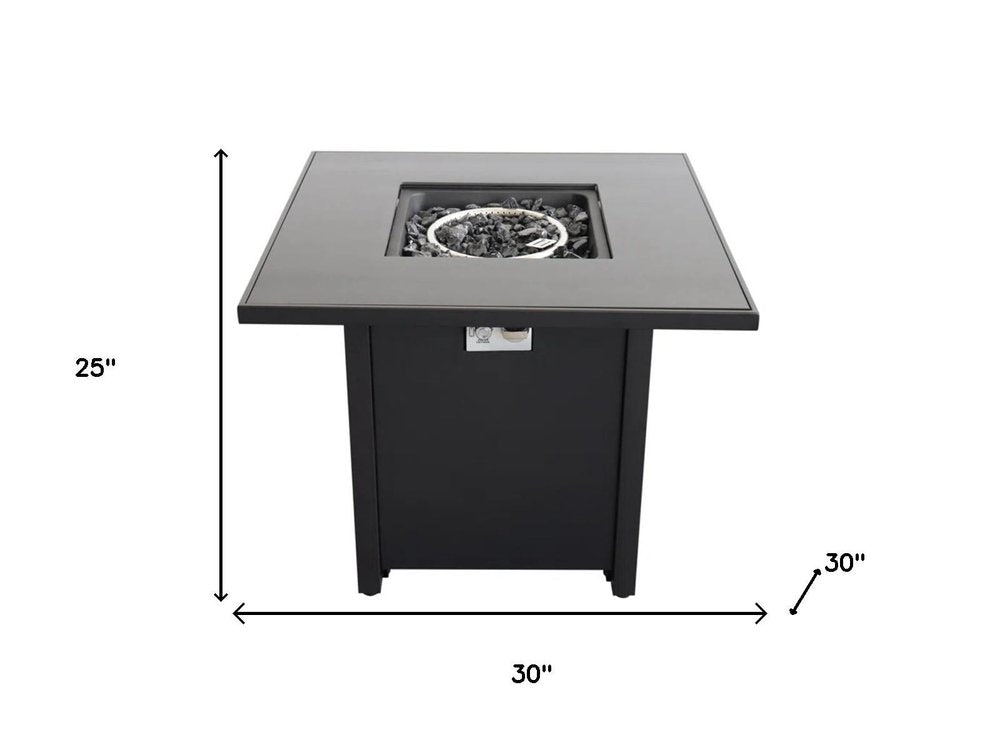 50000 BTU 30" Black Steel Propane Square Fire Pit With Cover HomeRoots