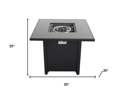 50000 BTU 30" Black Steel Propane Square Fire Pit With Cover HomeRoots