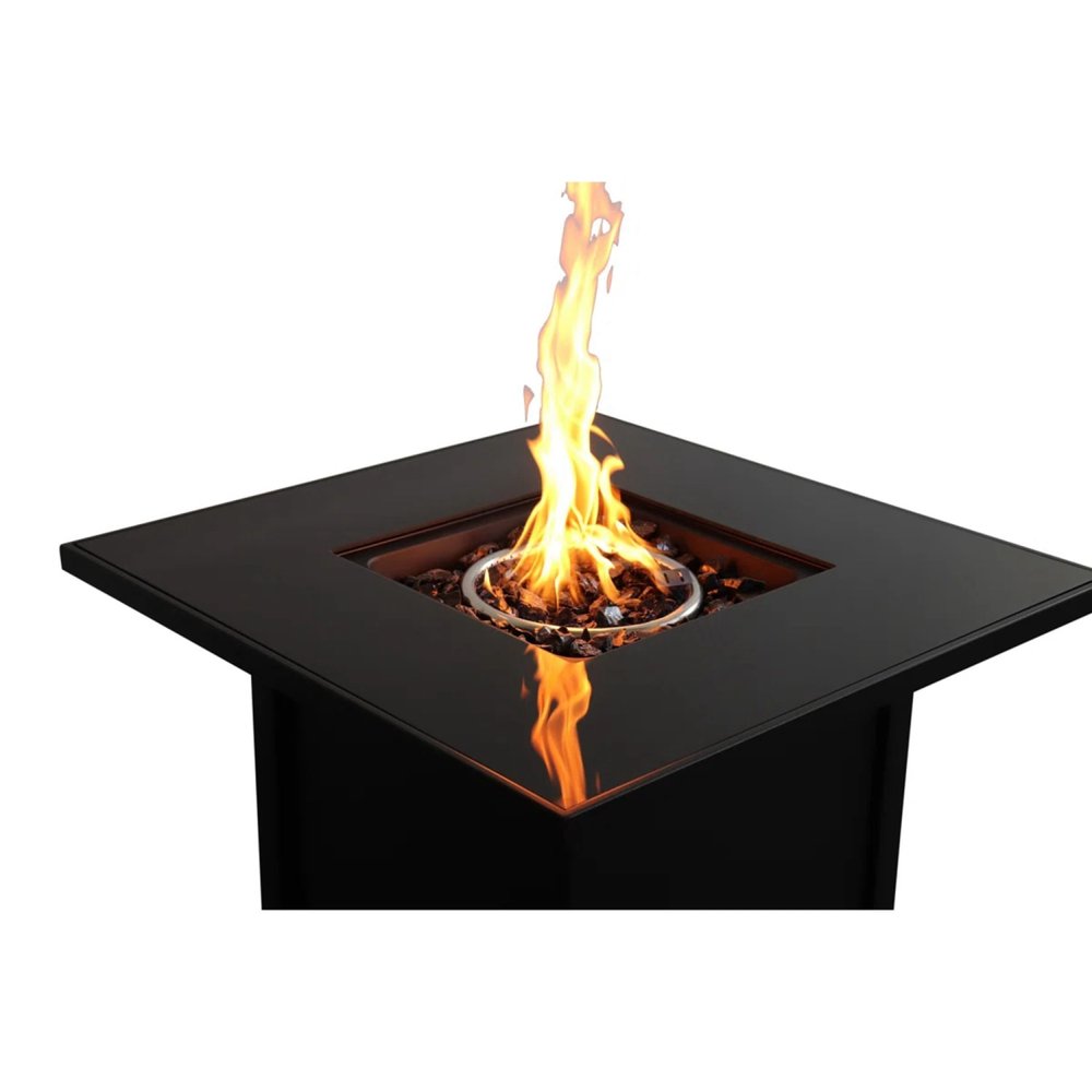 50000 BTU 30" Black Steel Propane Square Fire Pit With Cover HomeRoots