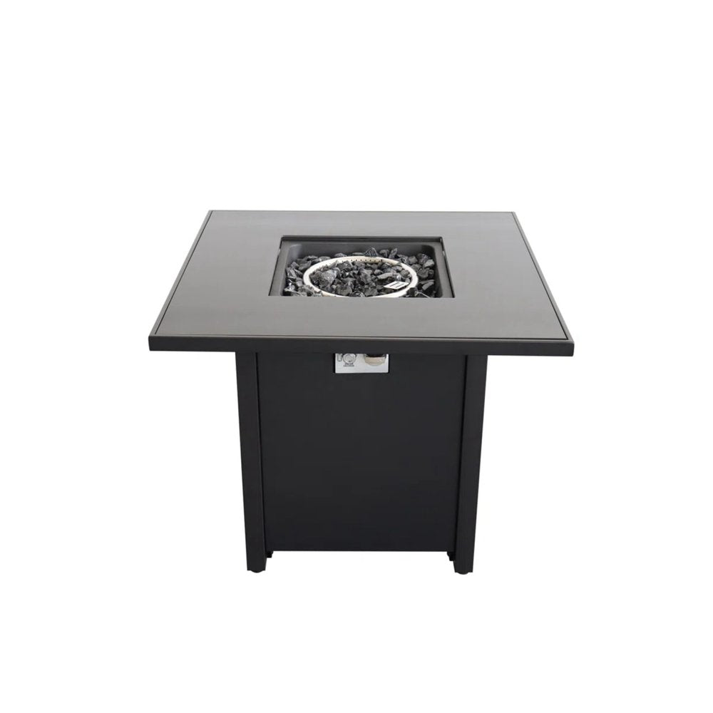 50000 BTU 30" Black Steel Propane Square Fire Pit With Cover HomeRoots