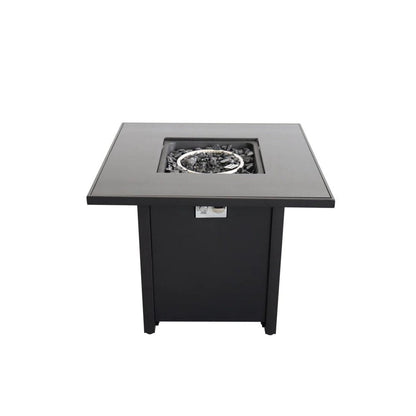 50000 BTU 30" Black Steel Propane Square Fire Pit With Cover HomeRoots