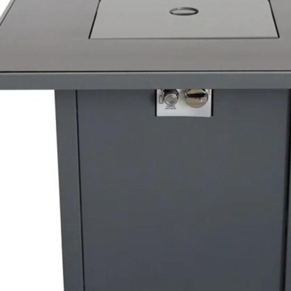 50000 BTU 30" Black Steel Propane Square Fire Pit With Cover HomeRoots