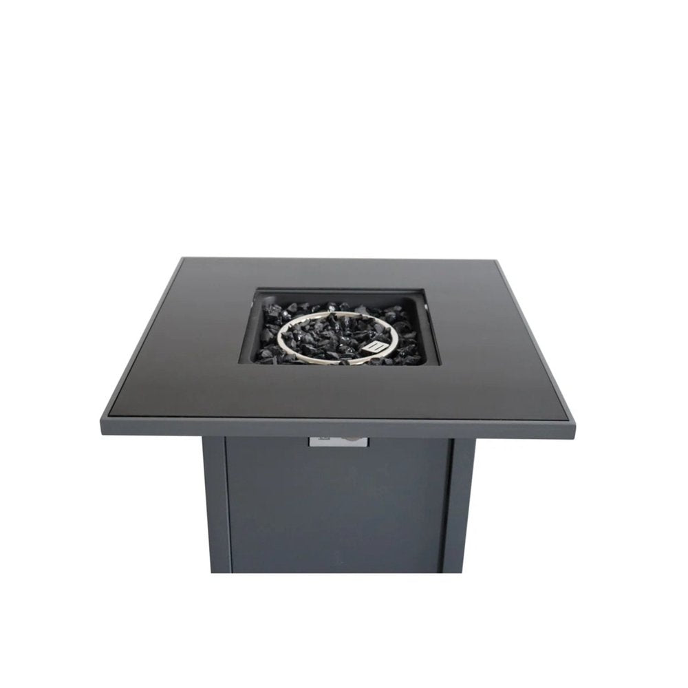 50000 BTU 30" Black Steel Propane Square Fire Pit With Cover HomeRoots